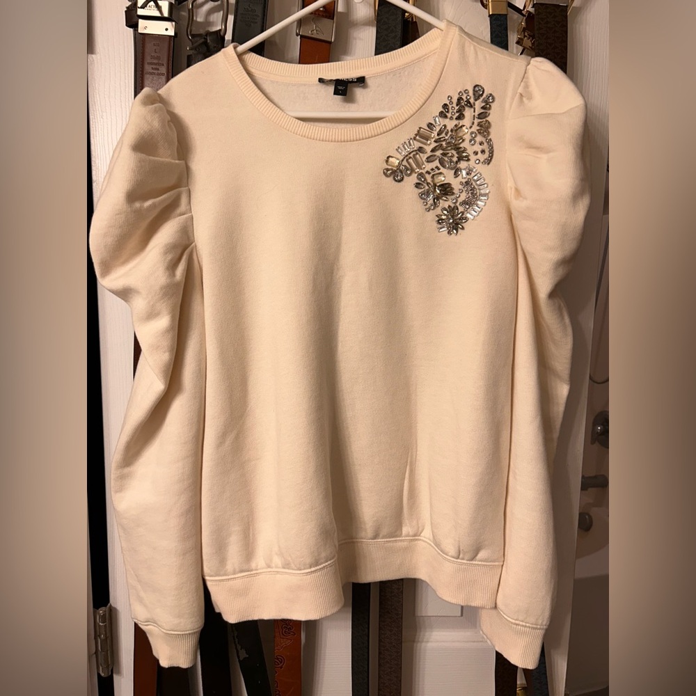 Express Embleshed Cream Top NWOT